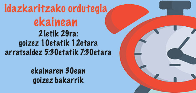 Idazkaritzako ordutegia