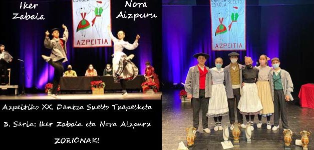 Nora Aizpuru eta Iker Zabala bikoteak 3. saria lortu du Azpeitin
