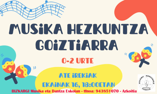 Ekainaren 16an: ATE IREKIAK – MUSIKA HEZKUNTZA GOIZTIARRA (0-2 urtekoentzat)