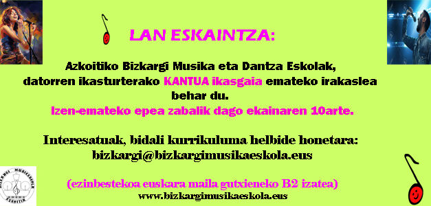 Lan eskaintza: Kantua 2024-25 ikasturterako