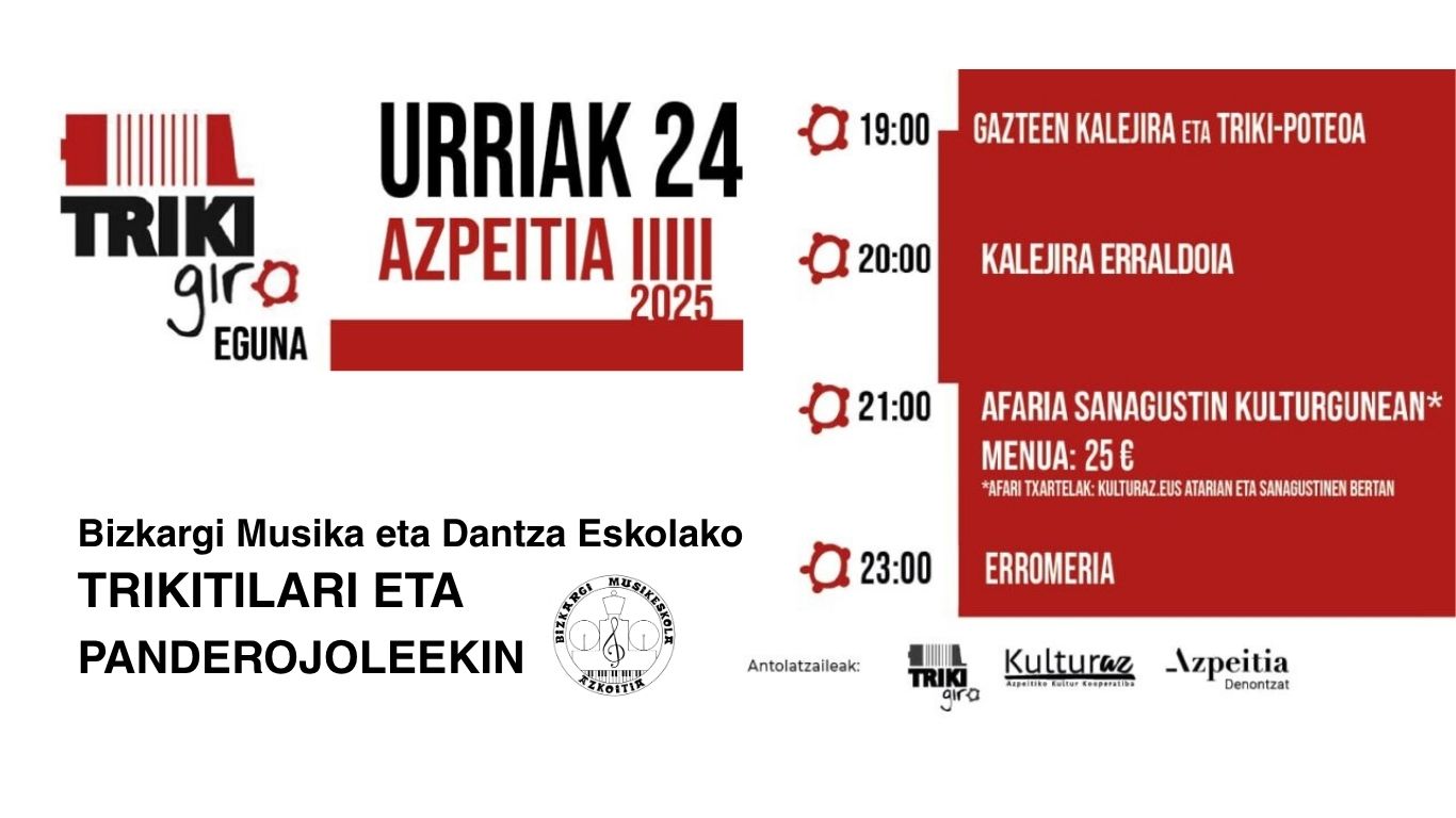 Bizkargi Musika eta Dantza Eskolako trikitilari eta panderojoleen partaidetzarekin